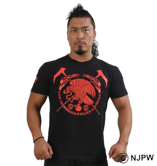 大きいサイズ メンズ 新日本プロレス L・I・J × AGUILA 半袖 Tシャツ レッド ブラック 1278-0541-1 3L 4L 5L 6L 8L