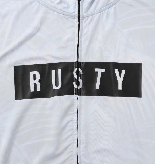 大きいサイズ メンズ RUSTY フルジップ パーカー 長袖 ラッシュガード ホワイト × ブラック 1268-0271-1 3L 4L 5L 6L 8L