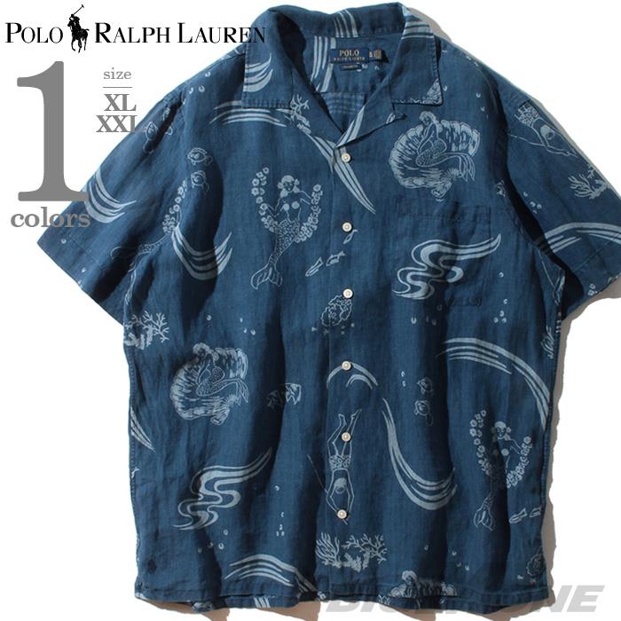 【WEB限定価格】ブランドセール 大きいサイズ メンズ POLO RALPH LAUREN ポロ ラルフローレン 半袖 プリント リネン オープン シャツ USA直輸入 710788316