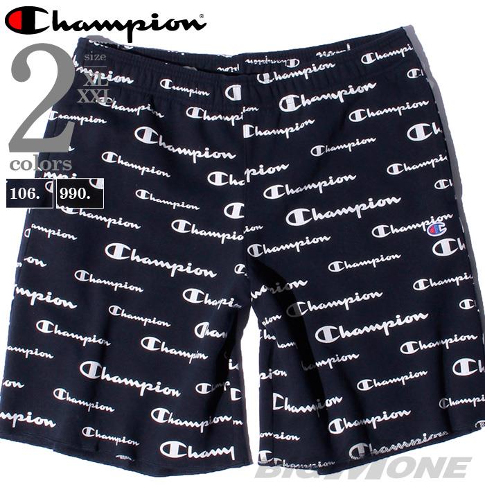 【WEB限定価格】ブランドセール 大きいサイズ メンズ Champion チャンピオン 総柄 ロゴ プリント ショートパンツ USA直輸入 85744p