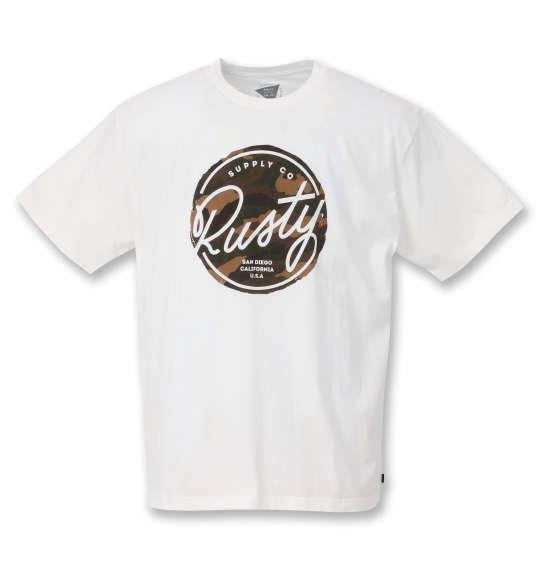 大きいサイズ メンズ RUSTY プリント 半袖 Tシャツ ホワイト 1268-0272-1 3L 4L 5L 6L 8L