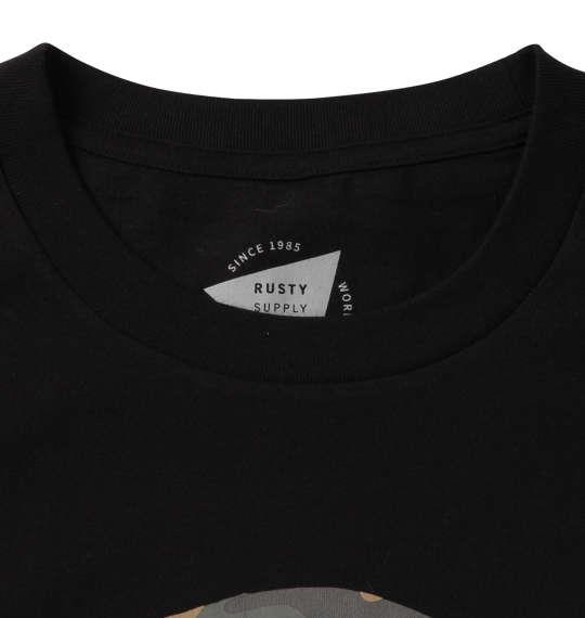 大きいサイズ メンズ RUSTY プリント 半袖 Tシャツ ブラック 1268-0272-2 3L 4L 5L 6L 8L