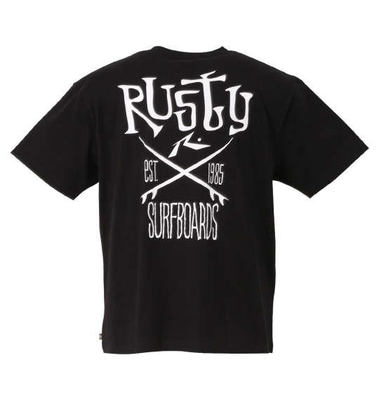 大きいサイズ メンズ RUSTY プリント 半袖 Tシャツ ブラック 1268-0273-2 3L 4L 5L 6L 8L
