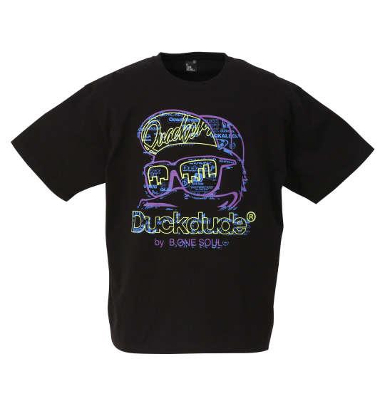 大きいサイズ メンズ b-one-soul DUCK DUDE ネオンロゴ 半袖 Tシャツ ブラック 1258-0515-2 3L 4L 5L 6L