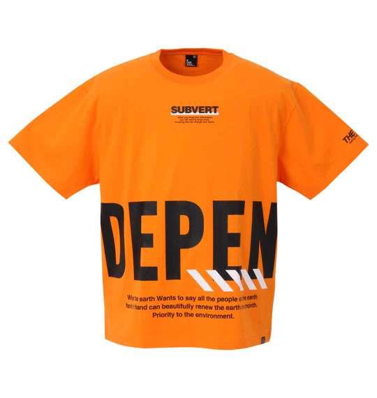 大きいサイズ メンズ b-one-soul ヘムビッグロゴ 半袖 Tシャツ オレンジ 1258-0517-1 3L 4L 5L 6L