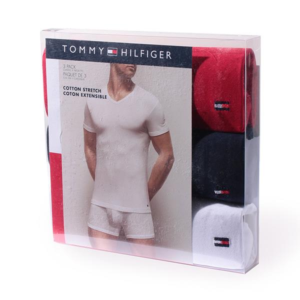 【WEB限定価格】レギュラーサイズ TOMMY HILFIGER トミーヒルフィガー 肌着 下着 半袖 Tシャツ Vネック 3枚セット メンズ USA直輸入 r09t3149