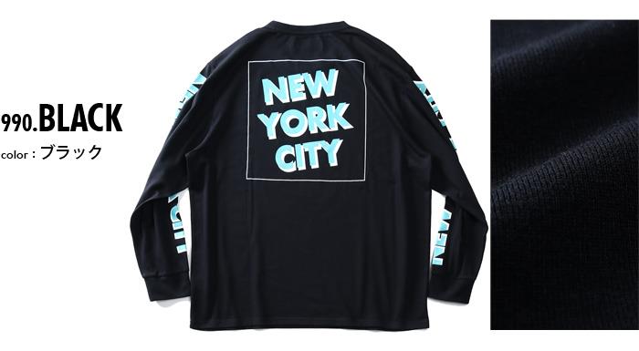大きいサイズ メンズ NYC 袖プリント 長袖 Tシャツ azt-200401