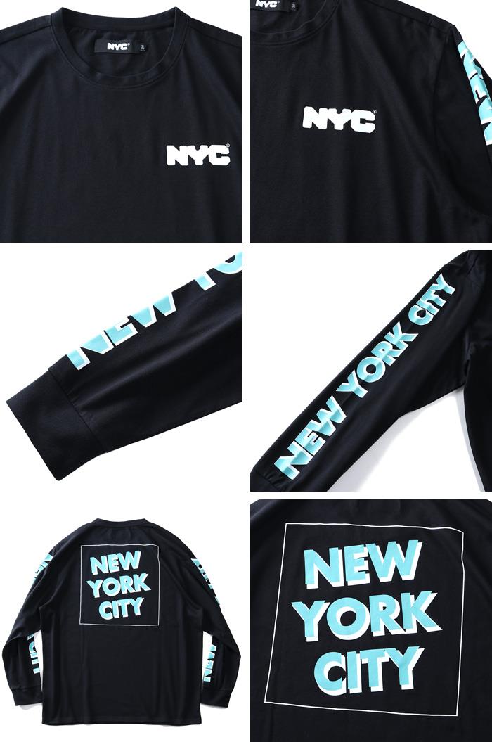 大きいサイズ メンズ NYC 袖プリント 長袖 Tシャツ azt-200401