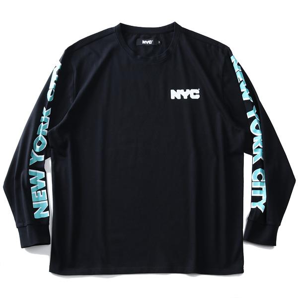 大きいサイズ メンズ NYC 袖プリント 長袖 Tシャツ azt-200401