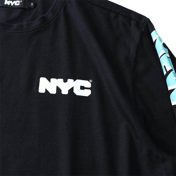 大きいサイズ メンズ NYC 袖プリント 長袖 Tシャツ azt-200401