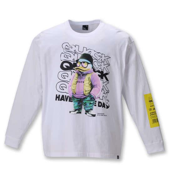 大きいサイズ メンズ b-one-soul DUCK DUDE 長袖 Tシャツ ホワイト 1258-0630-1 3L 4L 5L 6L