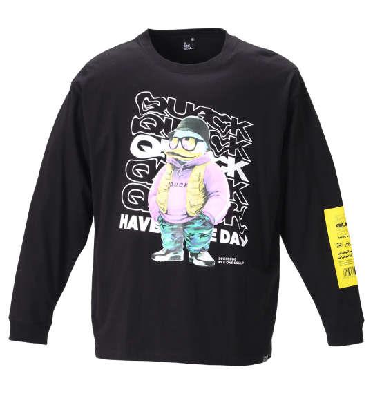 大きいサイズ メンズ b-one-soul DUCK DUDE 長袖 Tシャツ ブラック 1258-0630-2 3L 4L 5L 6L