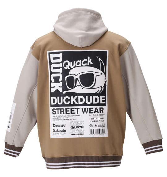 大きいサイズ メンズ b-one-soul DUCK DUDE スウェット スタジャン ブラウン × ベージュ 1258-0633-1 3L 4L 5L 6L