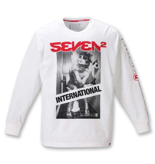 大きいサイズ メンズ SEVEN2 長袖 Tシャツ ホワイト 1268-0301-1 3L 4L 5L 6L