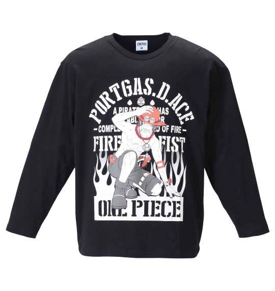 大きいサイズ メンズ ONE PIECE 天竺 長袖 Tシャツ ブラック 1268-0320-2 3L 4L 5L 6L 8L