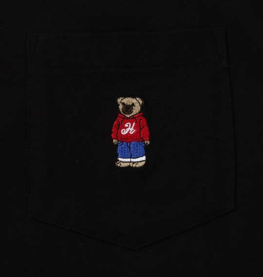 大きいサイズ メンズ SHELTY 天竺 ベア刺繍 ポケット付 長袖 Tシャツ ブラック 1268-0360-2 3L 4L 5L 6L