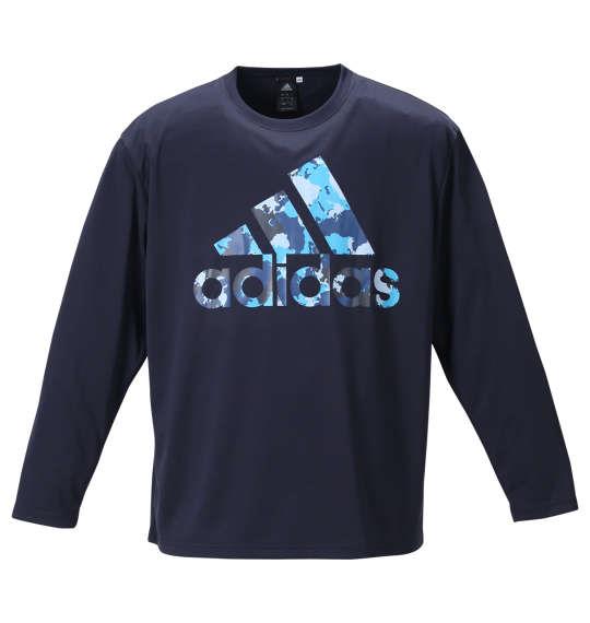 大きいサイズ メンズ adidas 長袖 Tシャツ ネイビー 1278-0330-1 3XO 4XO 5XO 6XO 7XO 8XO