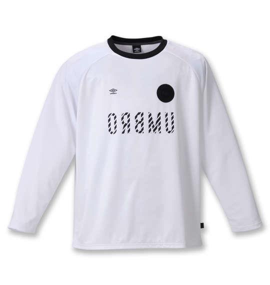 大きいサイズ メンズ UMBRO URA シャドー ツイル 長袖 プラクティス Tシャツ ホワイト 1278-0350-1 2L 3L 4L 5L 6L