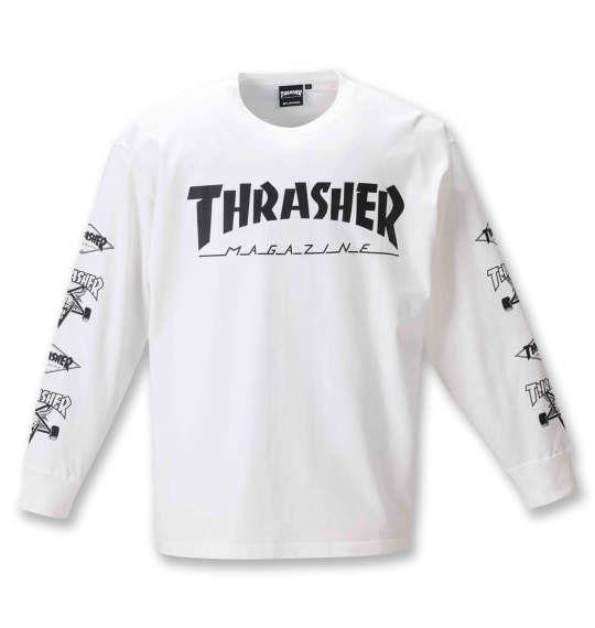 大きいサイズ メンズ THRASHER 長袖 Tシャツ ホワイト 1278-0611-1 3L 4L 5L 6L 8L