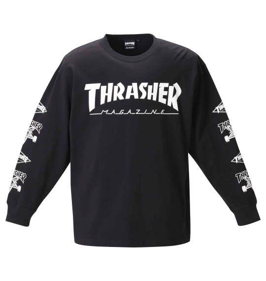 大きいサイズ メンズ THRASHER 長袖 Tシャツ ブラック 1278-0611-2 3L 4L 5L 6L 8L