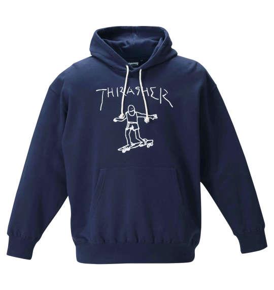 大きいサイズ メンズ THRASHER プル パーカー ネイビー 1278-0612-2 3L 4L 5L 6L 8L