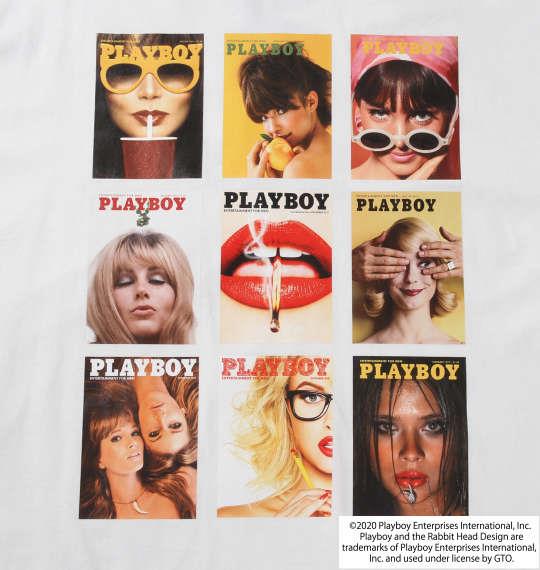 大きいサイズ メンズ PLAYBOY 天竺 プリント 長袖 Tシャツ オフホワイト 1278-0620-1 3L 4L 5L 6L