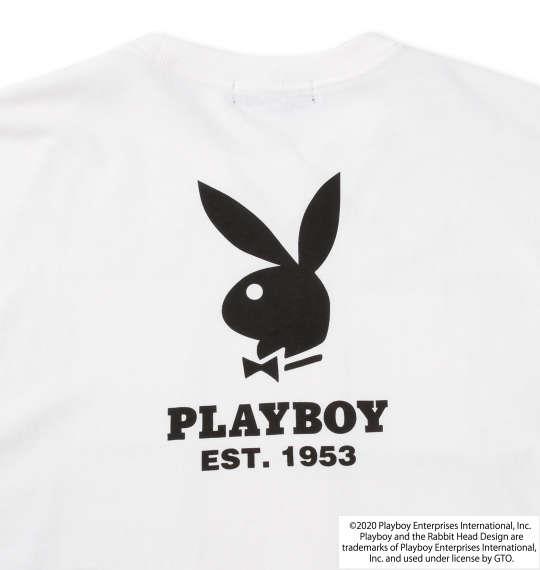 大きいサイズ メンズ PLAYBOY 天竺 プリント 長袖 Tシャツ オフホワイト 1278-0620-1 3L 4L 5L 6L