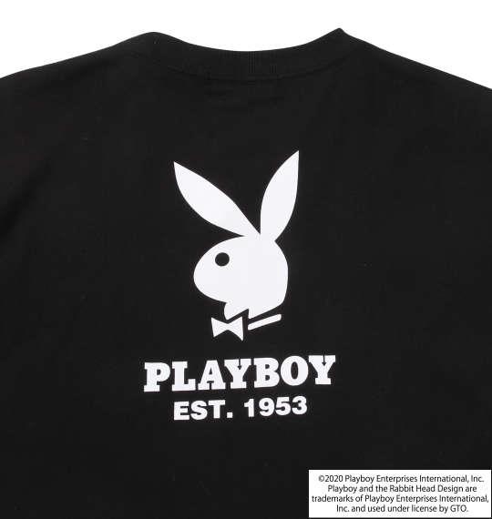 大きいサイズ メンズ PLAYBOY 天竺 プリント 長袖 Tシャツ ブラック 1278-0620-2 3L 4L 5L 6L