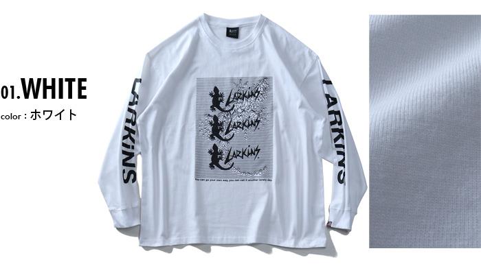 大きいサイズ メンズ LARKiNS ラーキンス BOXプリント ロング Tシャツ l0007-564