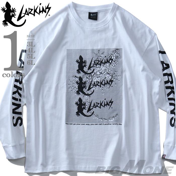 大きいサイズ メンズ LARKiNS ラーキンス BOXプリント ロング Tシャツ l0007-564