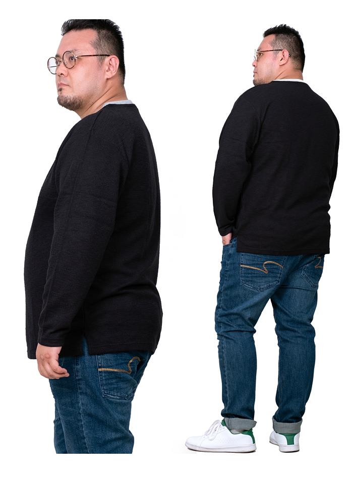 【WEB限定価格】大きいサイズ メンズ PLEGGI プレッジ 杢スラブ フェイクレイヤード ロング Tシャツ 60-86015-2