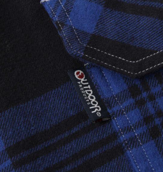 大きいサイズ メンズ OUTDOOR PRODUCTS ワッペン付 チェック 長袖 シャツ ブルー × ブラック 1257-0351-2 3L 4L 5L 6L 8L