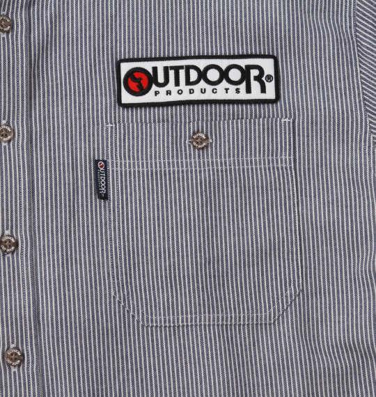 大きいサイズ メンズ OUTDOOR PRODUCTS ワッペン付 長袖 ワーク シャツ ネイビー ヒッコリー 1257-0352-2 3L 4L 5L 6L 8L