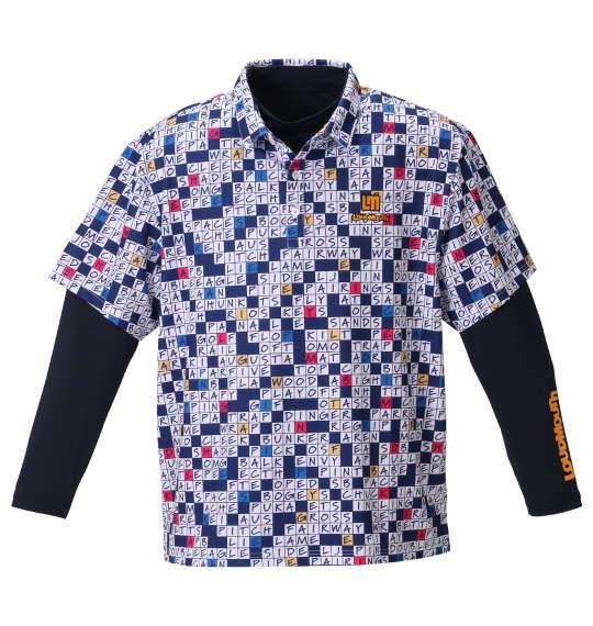 大きいサイズ メンズ LOUDMOUTH 半袖 シャツ + インナー セット ゴルフワードパズル × ネイビー 1278-0320-2 3L 4L 5L