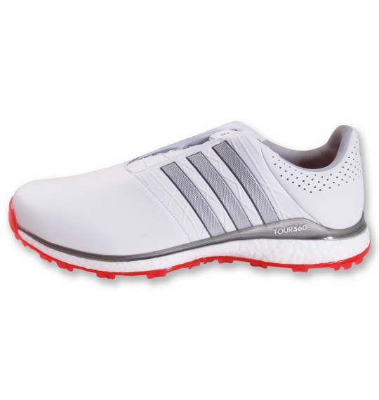 大きいサイズ メンズ adidas golf ゴルフシューズ ツアー360XT-SLボア2 ホワイト × シルバーメタリック × スカーレッド 1240-0301-1 30 31.5