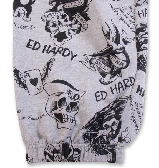 大きいサイズ メンズ Ed Hardy 裏毛 総柄 プリント フルジップ パーカー セット ミックスグレー 1278-0631-1 3L 4L 5L 6L