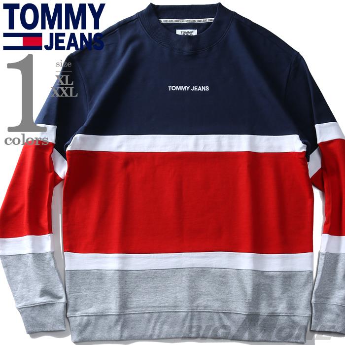 【WEB限定価格】大きいサイズ メンズ TOMMY JEANS トミージーンズ クルーネック 切替 トレーナー USA直輸入 dm0dm08404