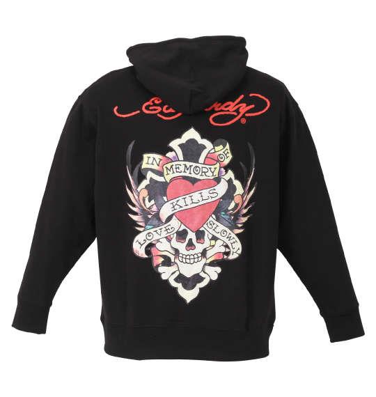 大きいサイズ メンズ Ed Hardy 裏毛 プリント プル パーカー ブラック 1278-0630-2 3L 4L 5L 6L