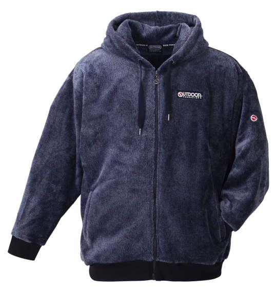 大きいサイズ メンズ OUTDOOR PRODUCTS シルキー フリース フルジップ パーカー ブルー 1258-0313-2 3L 4L 5L 6L 8L