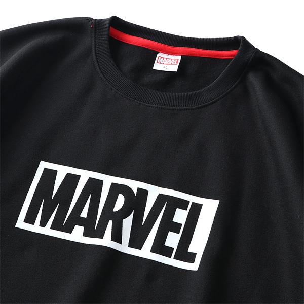 大きいサイズ メンズ MARVEL マーベル ロゴ プリント クルー トレーナー azm05154