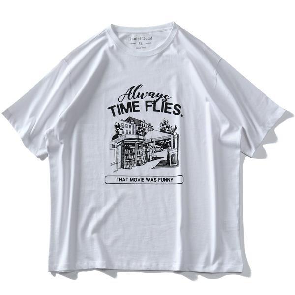 【WEB限定価格】大きいサイズ メンズ DANIEL DODD オーガニックコットン プリント 半袖 Tシャツ TIME FLIES azt-210226