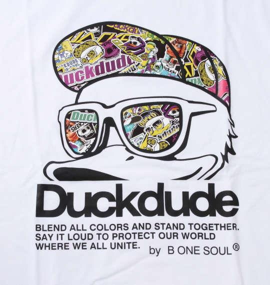 大きいサイズ メンズ b-one-soul DUCK DUDE 長袖 Tシャツ ホワイト 1258-1130-1 3L 4L 5L 6L