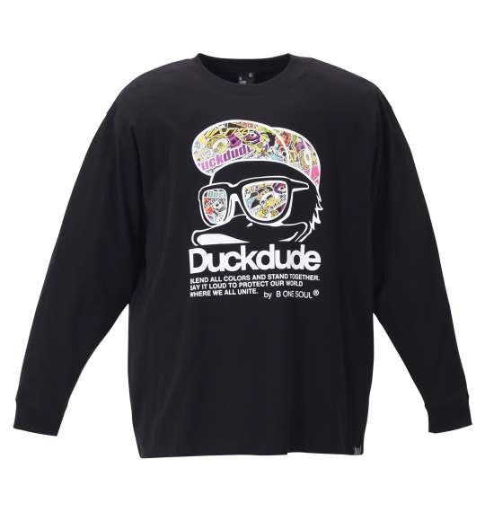 大きいサイズ メンズ b-one-soul DUCK DUDE 長袖 Tシャツ ブラック 1258-1130-2 3L 4L 5L 6L