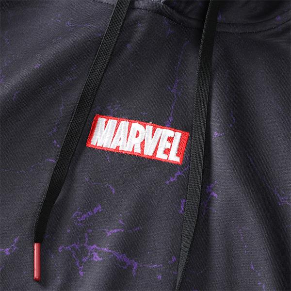 【ss0910】大きいサイズ メンズ MARVEL マーベル ロゴ + 総柄 プリント プルオーバー パーカー azm05156