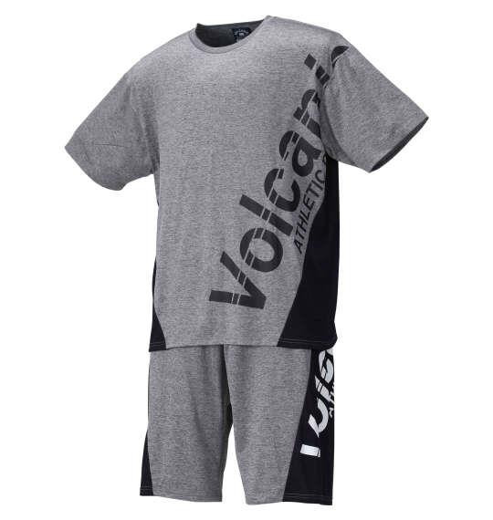 大きいサイズ メンズ VOLCANIC カチオン 天竺 切替 半袖 Tシャツ + ハーフパンツ グレー杢 1258-1260-1 3L 4L 5L 6L