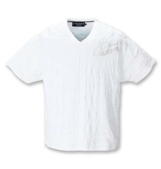 大きいサイズ メンズ GLADIATE ALL刺繍 カモフラ ジャガード 半袖 Vネック Tシャツ ホワイト 1258-1550-1 3L 4L 5L 6L 8L