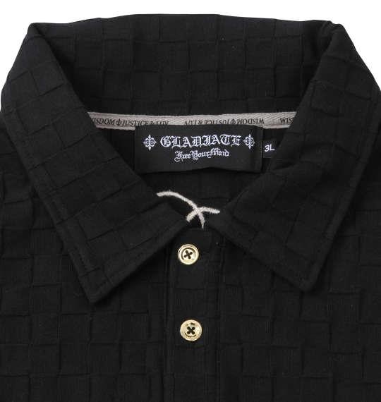 大きいサイズ メンズ GLADIATE ALL刺繍ブロックジャガード 半袖 ポロシャツ ブラック 1258-1551-2 3L 4L 5L 6L 8L
