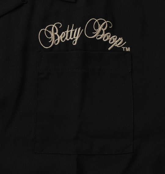 大きいサイズ メンズ BETTY BOOP 刺繍 ストレッチ 半袖 オープンカラー シャツ ブラック 1277-1210-1 3L 4L 5L 6L 8L