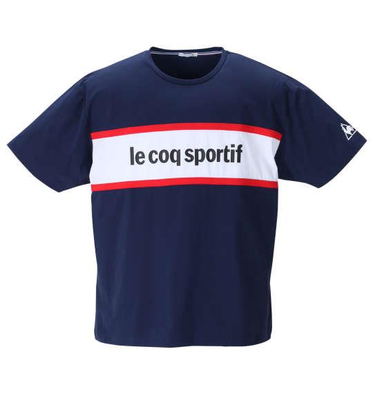 大きいサイズ メンズ LE COQ SPORTIF ストレッチ ファイバー 半袖 Tシャツ ネイビー 1278-1221-1 2L 3L 4L 5L 6L