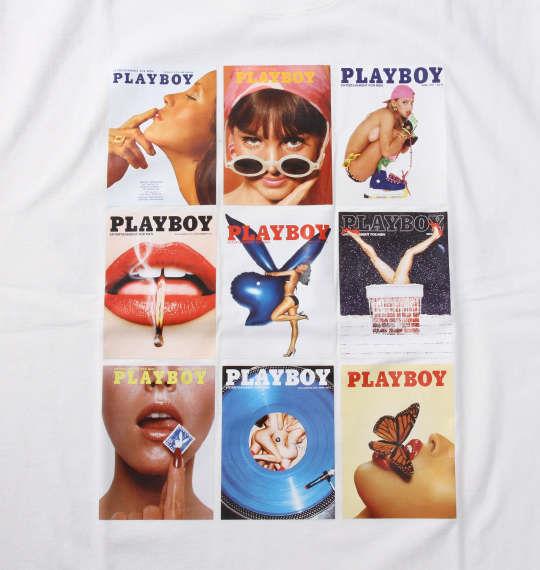 大きいサイズ メンズ PLAYBOY カラー転写シートプリント 半袖 Tシャツ オフホワイト 1278-1275-1 3L 4L 5L 6L 8L